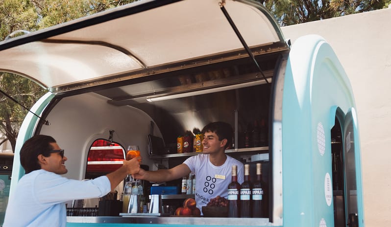 Ammos | Beach Canteen Seaside Food Truck with Relaxing Beach Lounge at Domes Aulūs Elounda by Kenwood Travel