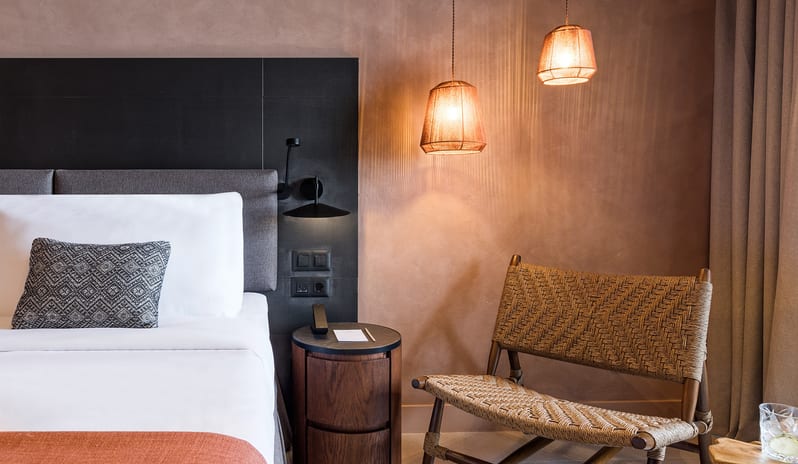 Inland Family Suite Bedroom with Mediterranean Decor at Domes of Corfu by Kenwood Travel