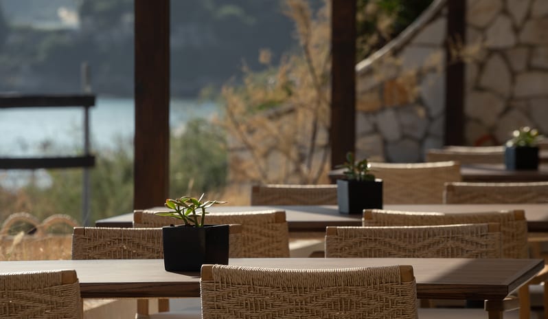 Meze Corfu Family Restaurant Beachside Outdoor Dining at Domes of Corfu by Kenwood Travel