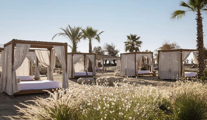 Surfer Maya Canteen Luxury Beachfront Cabanas and Palm Trees at Domes Aulūs Zante by Kenwood Travel