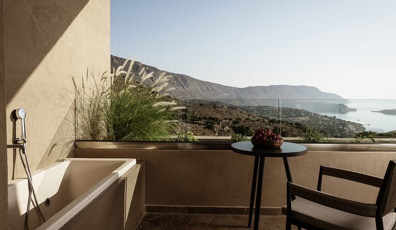 Bathdub Balcony at Domes Aulus Elounda Hotel in Europe by Kenwood Travel