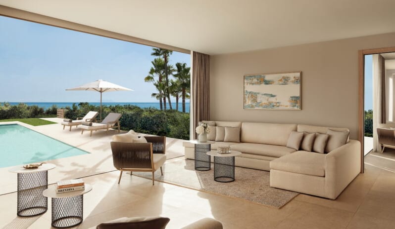 Living Area With Pool View at Ikos Andalusia Hotel in Europe by Kenwood Travel