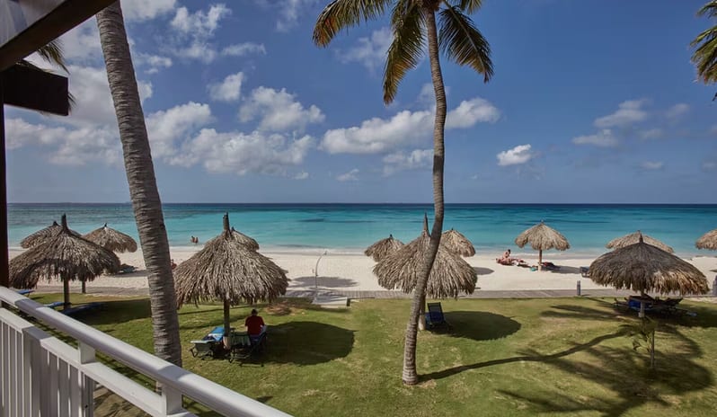 Balcony With Sea Front View at Tamarijn Aruba All Inclusive Resor in Caribbean Holiday by Kenwood Travel
