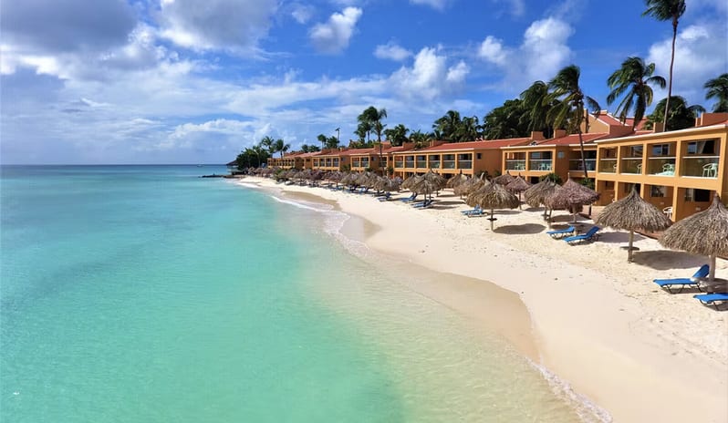 Sea With Resort Front View at Tamarijn Aruba All Inclusive Resor in Caribbean Holiday by Kenwood Travel