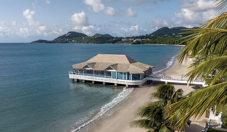 Restaurant at Sandals Halcyon hotel in Caribbean by Kenwood Travel