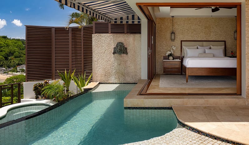 Private Pool Sanctuary at Sandals Regency La Toc hotel in Caribbean by Kenwood Travel