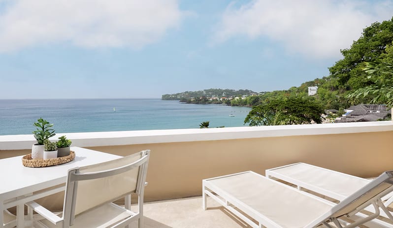 Terace with sea view at Sandals Regency La Toc hotel in Caribbean by Kenwood Travel