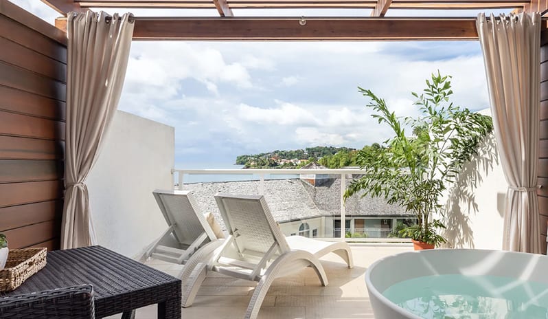 Outdoor Tranquility Soaking Tub at Sandals Regency La Toc hotel in Caribbean by Kenwood Travel