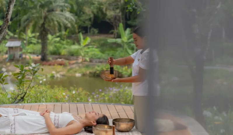Wellness Lagoon Pool Villa Outdoor sound healing session with Tibetan singing bowls at Anantara Koh Yao Yai Resort & Villas by Kenwood Travel