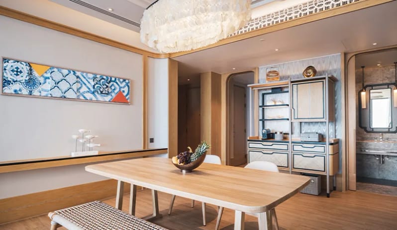 Wellness Lagoon Pool Villa Elegant dining area and refreshment center in a luxury family suite at Anantara Koh Yao Yai Resort & Villas by Kenwood Travel