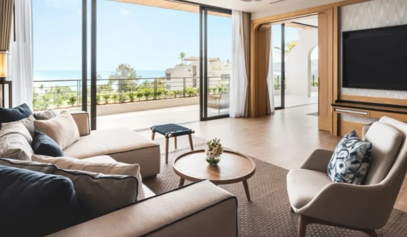 Wellness Lagoon Pool Villa Spacious living room area of the Grand Family Seaview Suite at Anantara Koh Yao Yai Resort & Villas by Kenwood Travel