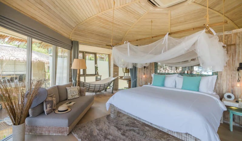 Treehouse Villa Luxury Tree House Villa Interior with Wood Ceiling at TreeHouse Villas Koh Yao by Kenwood Travel