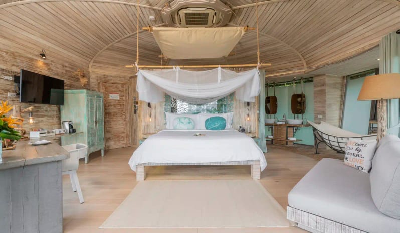 Treehouse Villa Luxury Tree House Villa Interior with Wood Ceiling at TreeHouse Villas Koh Yao by Kenwood Travel