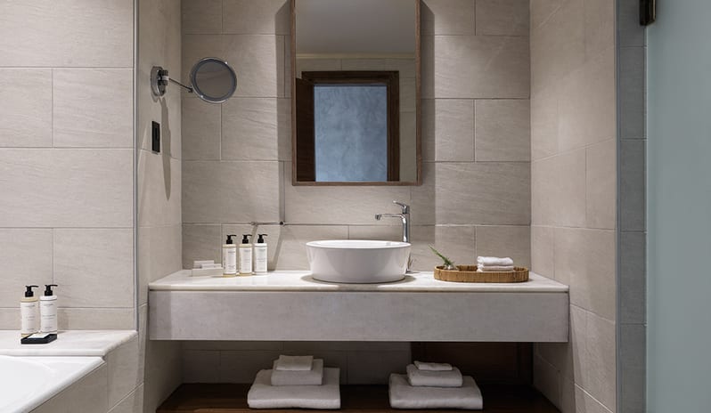 Tropical Bungalow Open Plan Suite with Outdor Jacuzzi Bathroom at Aulūs Lindos Rhodes, Curio Collection by Hilton by Kenwood Travel