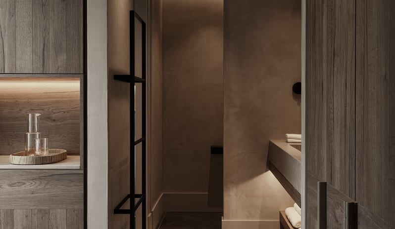 Tropical Retreat Bathroom Suite with a Serene Tropical Retreat Aesthetic and Natural Earthy Textures at Aulūs Lindos Rhodes, Curio Collection by Hilton by Kenwood Travel