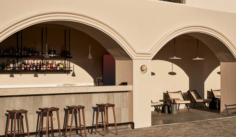 Blu Bar Luxury outdoor dining at Aulūs Lindos Rhodes, Curio Collection by Hilton by Kenwood Travel