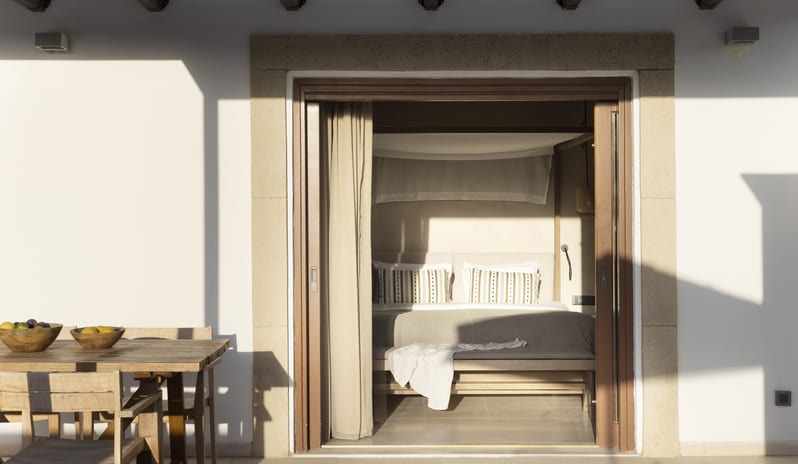 Tropical Bungalow Open Plan Suite with Outdor Jacuzzi Bedroom at Aulūs Lindos Rhodes, Curio Collection by Hilton by Kenwood Travel