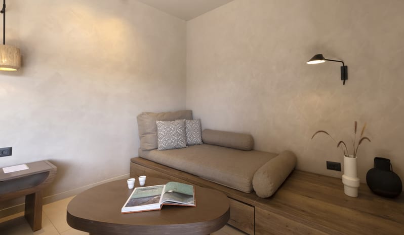 Tropical Bungalow Open Plan Suite with Outdor Jacuzzi Lounge Area at Aulūs Lindos Rhodes, Curio Collection by Hilton by Kenwood Travel