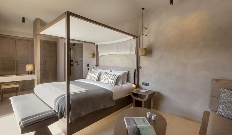 Tropical Bungalow Open Plan Suite with Outdor Jacuzzi Bedroom at Aulūs Lindos Rhodes, Curio Collection by Hilton by Kenwood Travel