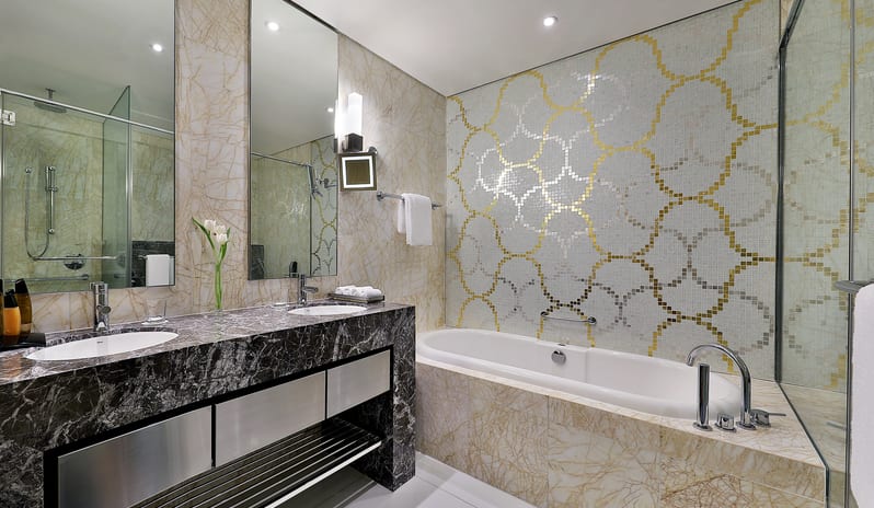 Superior Room with Sea View Bathroom at Conrad Abu Dhabi Etihad Towers by Kenwood Travel