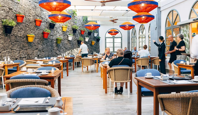 The fresh food service station and buffet area at Yaiza Restaurant at Princesa Yaiza Suite Hotel Resort in Europe Holidays by Kenwood Travel