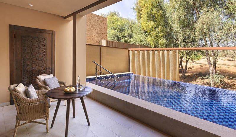 Relaxing Area With Pool & Deseart View at The Ritz-Carlton Ras Al Khaimah, Al Wadi Desert Hotel Resort in Caribbean-Holidays by Kenwood Travel