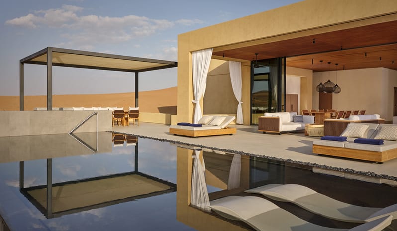 Pool With Resort Front View at The Ritz-Carlton Ras Al Khaimah, Al Wadi Desert Hotel Resort in Caribbean-Holidays by Kenwood Travel