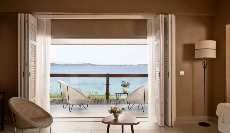 Bungalow Sea Front Panoramic Aegean Sea view from a luxury bungalow balcony at Eagles Palace by Kenwood Travel