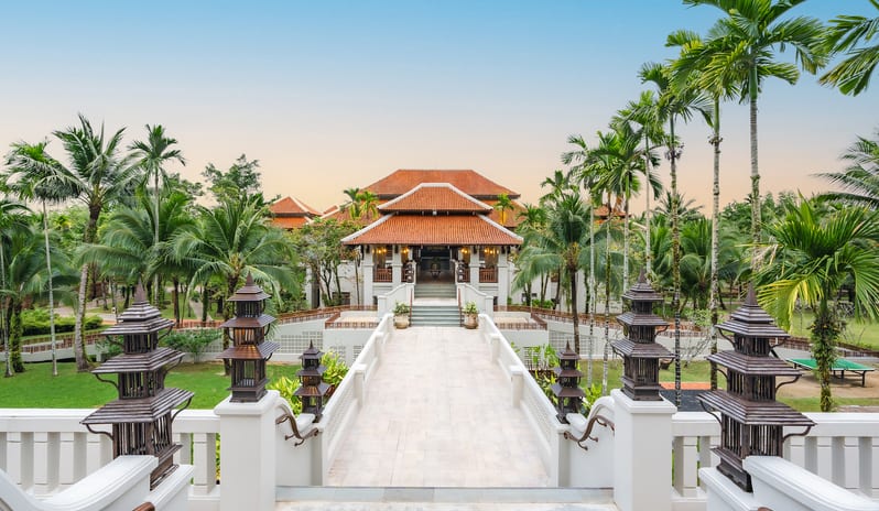 The Oriental Restaurant grand entrance bridge and exterior architecture at Khaolak Laguna Resort by Kenwood Travel