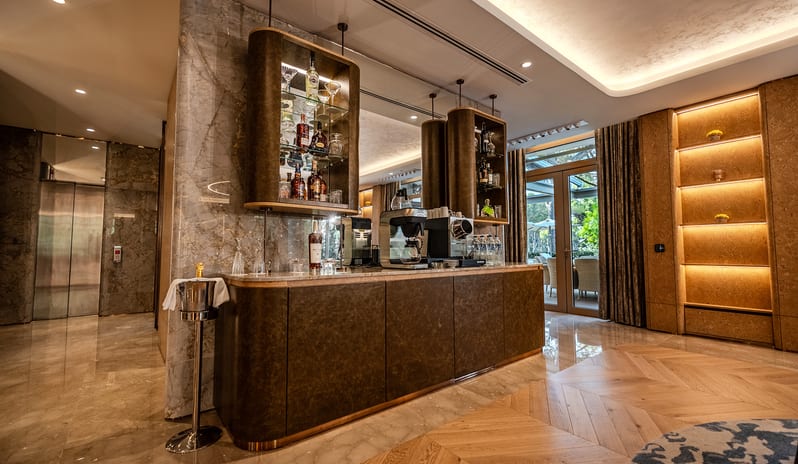 Vip Villa private indoor bar and luxury coffee lounge station at Gloria Serenity Resort by Kenwood Travel