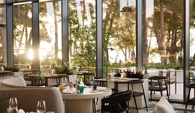Parenzana Modern dining hall and food prep station at Pical Resort, Valamar Collection by Kenwood Travel