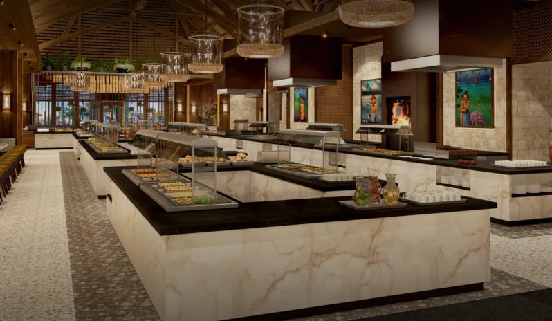 The Grand Buffet Modern buffet counters and live cooking stations at Moon Palace The Grand Punta Cana by Kenwood Travel