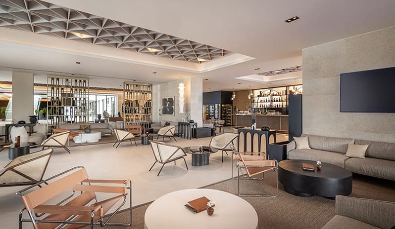 Mozaik Bar Modern indoor seating and lounge area at Mozaik Lobby Bar in Pical Resort at Pical Resort, Valamar Collection by Kenwood Travel