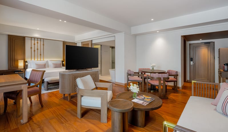 Club Two Bedroom Family Suite Spacious living area and adjoining bedroom at Anantara Hua Hin Resort  by Kenwood Travel