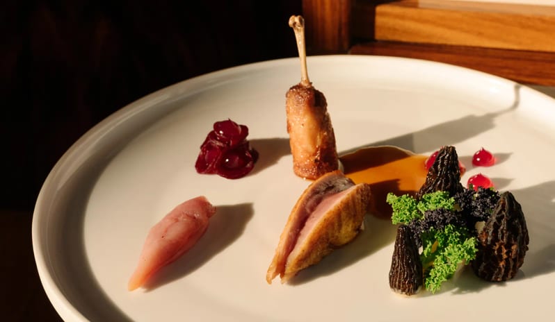 Altariva Restaurant Plated squab pigeon course with morel mushrooms at Palazzo Venezia by Kenwood Travel