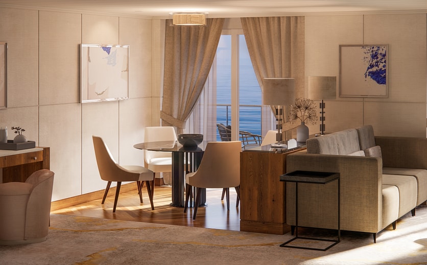 Crystal Cruises SYMPHONY Jr. Crystal Penthouse Suite Dining-Living Area.jpg